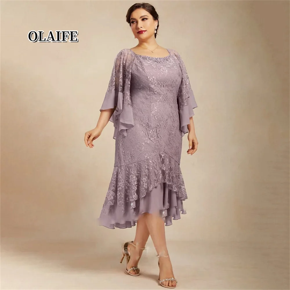 New Scoop Neck Mother Of The Bride Dress Mermaid Asymmetrical Chiffon Lace Formal Dresses Vestidos Mae Da Noiva Casamentos
New Scoop Neck Mother Of The Bride Dress Mermaid Asymmetrical Chiffon Lace Formal Dresses Vestidos Mae Da Noiva Casamentos