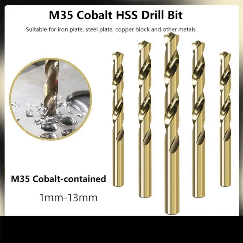 

HSS M35 Cobalt Coated Twist Drill Bit Straight Shank Hole Cutter Power Tool for Wood/Metal Stainless Steel Drilling Metalworking