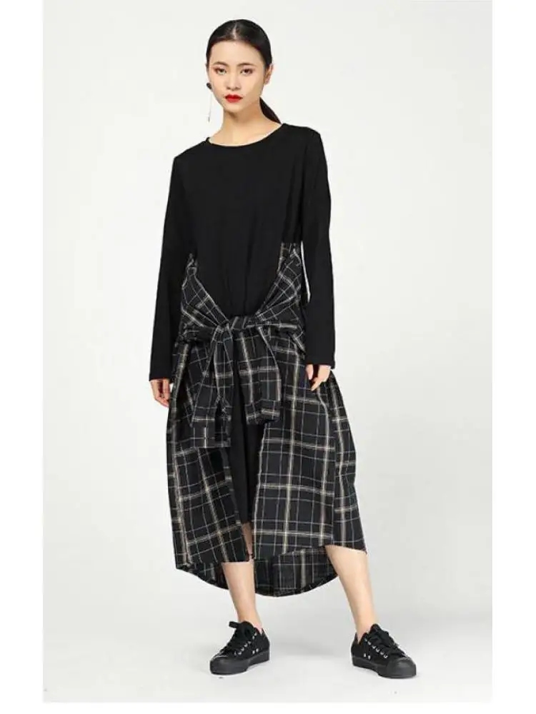 Yurwang Women Dresses Irregular Color Matching Grid Fake Two Plus Size Long Dress Woman Asymmetry Lattice Casual Dress 2022
Yurwang Women Dresses Irregular Color Matching Grid Fake Two Plus Size Long Dress Woman Asymmetry Lattice Casual Dress 2022