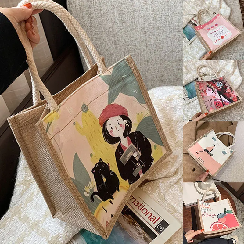 Women Shopping Bags Japanese Linen Canvas Bag Shoulder Shopper Bags Small Square Hand Bag Printing Bag Sweet Cute Lunch Box
Women Shopping Bags Japanese Linen Canvas Bag Shoulder Shopper Bags Small Square Hand Bag Printing Bag Sweet Cute Lunch Box