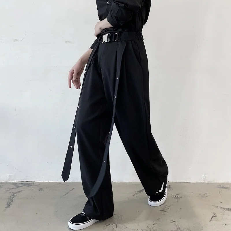 2023Straight Wide Pant Belt Leg Casual Ribbon Men Male Streetwear Fashion Loose Punk Gothic Trousers Stage Show Pants
2023Straight Wide Pant Belt Leg Casual Ribbon Men Male Streetwear Fashion Loose Punk Gothic Trousers Stage Show Pants