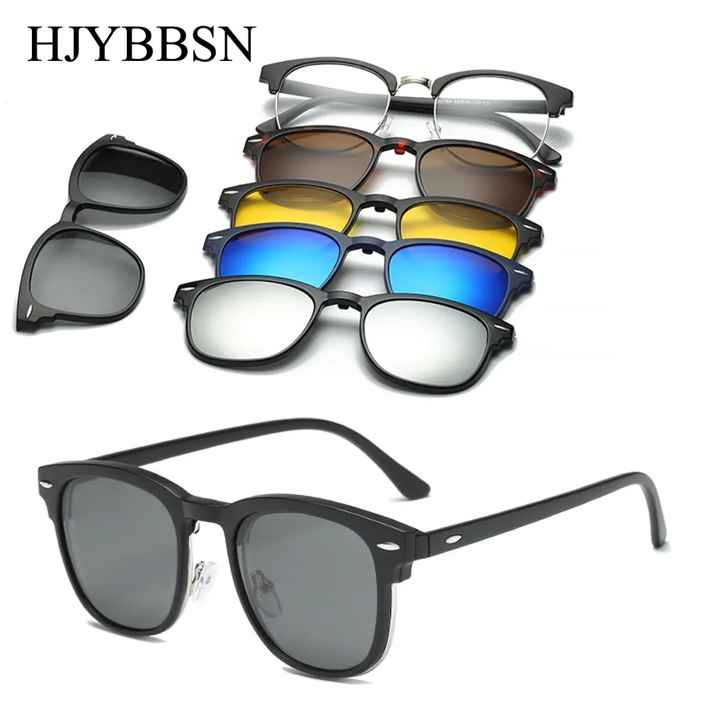 

6 In 1 Custom Men Women Polarized Optical Magnetic Sunglasses Clip Magnet Clip on Sunglasses Polaroid Clip on Sun Glasses Frame