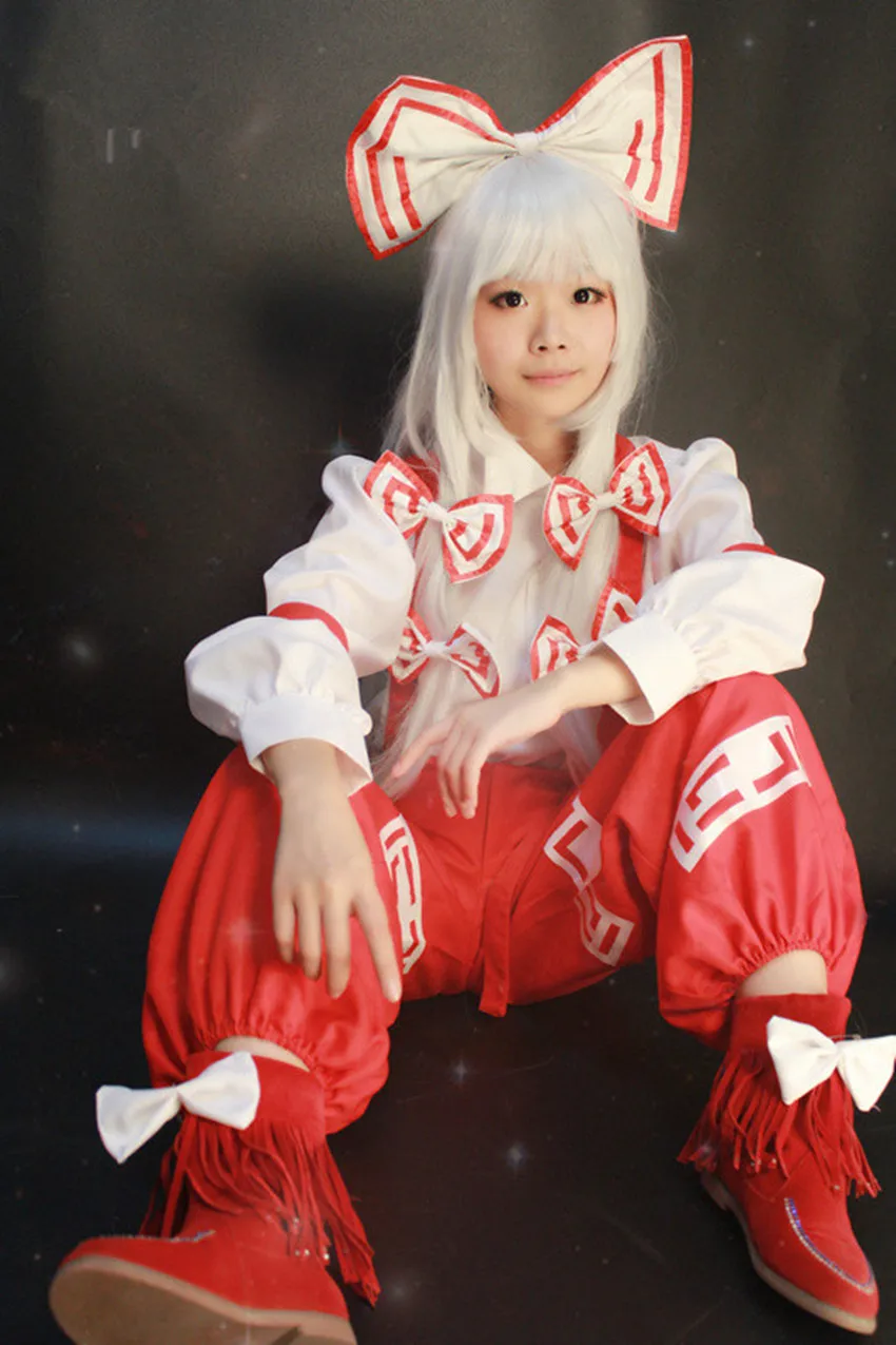 TouHou Project Anime Cosplay Fujiwara no Mokou Huziwara no Mokou Cosplay Costume full set:Rompers+shirt+headdress+sleeve+bow
TouHou Project Anime Cosplay Fujiwara no Mokou Huziwara no Mokou Cosplay Costume full set:Rompers+shirt+headdress+sleeve+bow