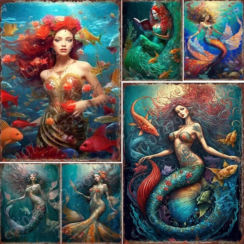 Beautiful Mermaid Fantasy Fairy Metal Painting Underwater World Girl Wall Art Cartoon Big Eyed Girl For Living Room Home Decor
Beautiful Mermaid Fantasy Fairy Metal Painting Underwater World Girl Wall Art Cartoon Big Eyed Girl For Living Room Home Decor