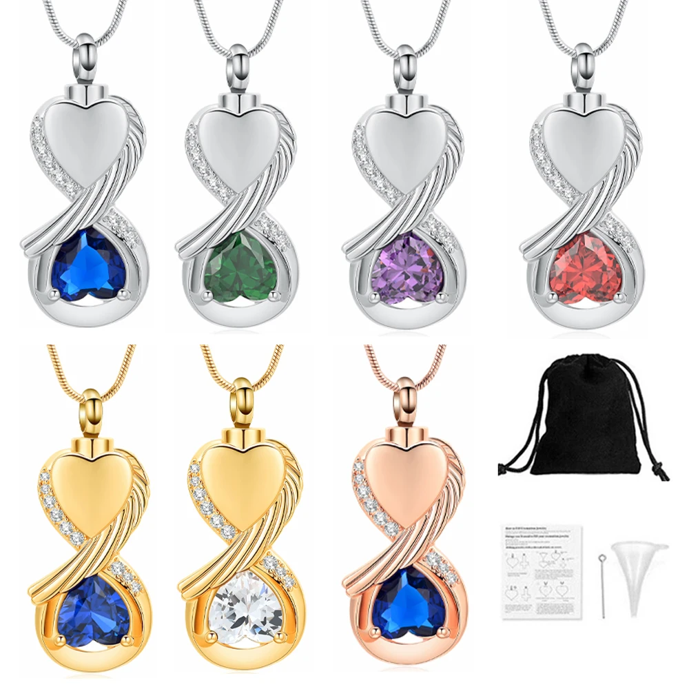 Infinity Urn Necklace for Human/Pet Ashes for Women Wing With Crystal Cremation Keepsake Necklaces Jewelry Pendant 
Infinity Urn Necklace for Human/Pet Ashes for Women Wing With Crystal Cremation Keepsake Necklaces Jewelry Pendant