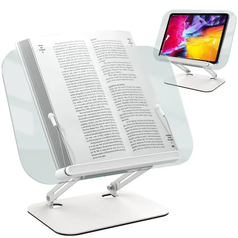 

Book Reading Stand Clear Holder Folding Desk Riser For Books Book Accessories Desk Stand With Page Clips For Magazines Sheet