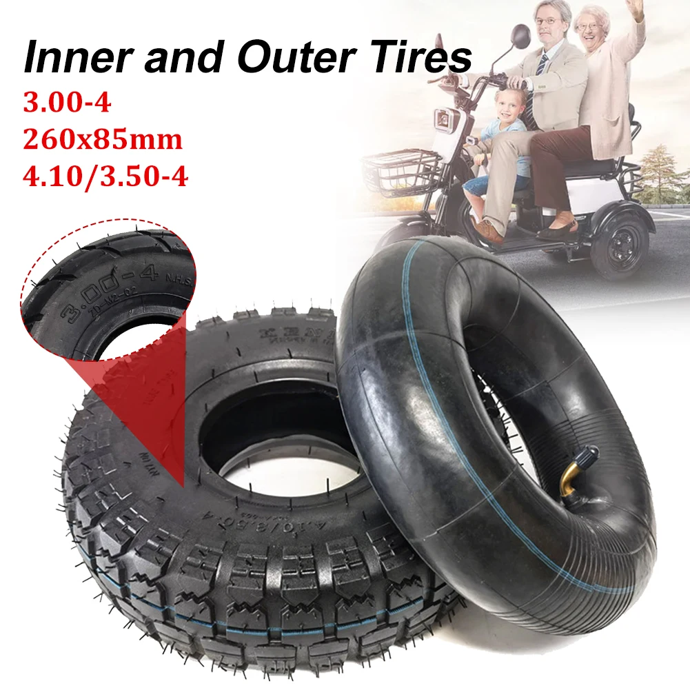 4.10/3.50-4 Scooter Inner Tube Outer Tire Electric Scooter Tricycle 10 Inch Tire Replacement Thickened Rubber 260x85mm Tires
4.10/3.50-4 Scooter Inner Tube Outer Tire Electric Scooter Tricycle 10 Inch Tire Replacement Thickened Rubber 260x85mm Tires