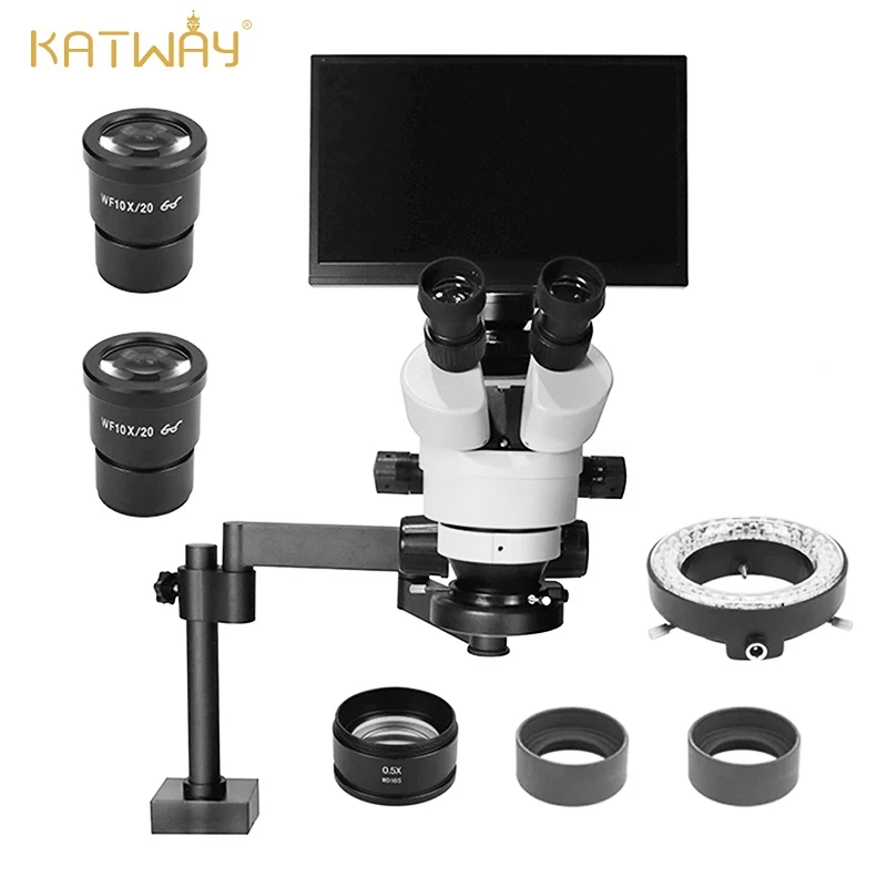 

Kaway HH-MS03B LCD Digital Trinocular Stereo Microscope,Clamping Articulating Arm Stand,7X-45X Magnification,56-Bulb LED Light