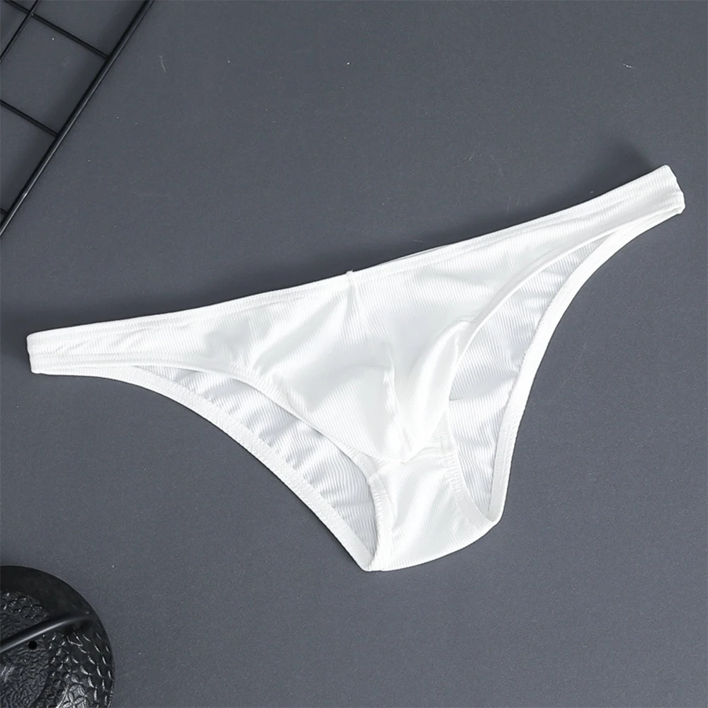 

New Men Sexy Low Rise Panties Bulge Pouch G-string Thong Briefs Underwear Solid Color Silky Breathable Cotton Men's Underpants