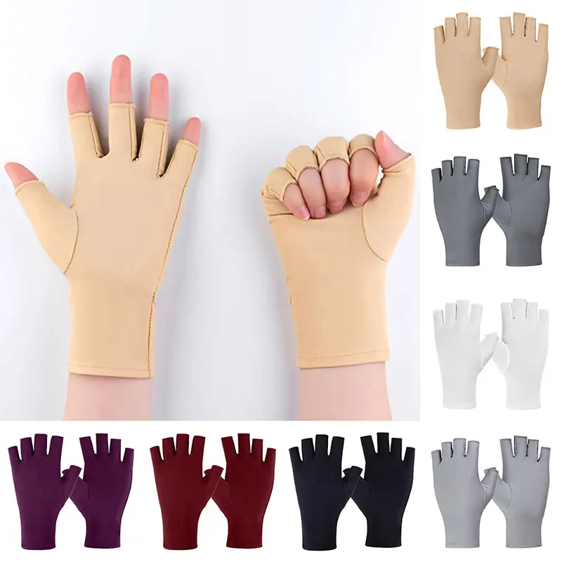 

Summer Ice Silk Half Fingers Gloves Women Breathable Elastic Fingerless Gloves Outdoor Riding Driving Gloves Sunscreen Mittens