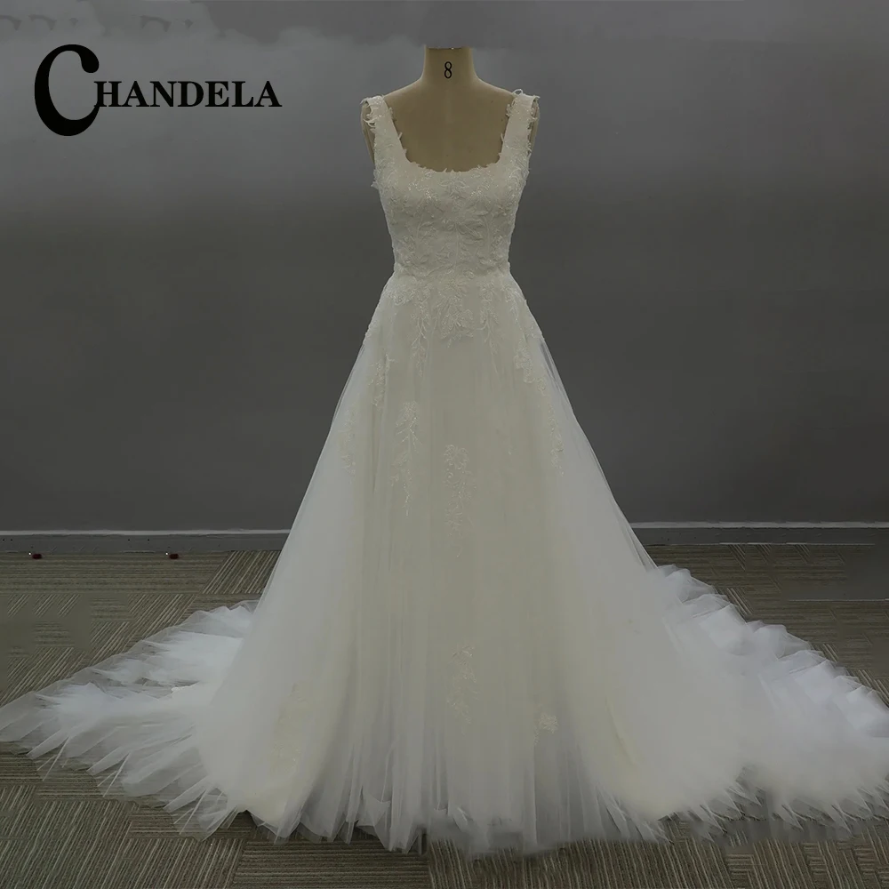 CHANDELA Modern Square Collar Wedding Dresses A Line Appliques for Bride Lace Up Tulle Sleeveless Robe De Mariee Custom Made
CHANDELA Modern Square Collar Wedding Dresses A Line Appliques for Bride Lace Up Tulle Sleeveless Robe De Mariee Custom Made