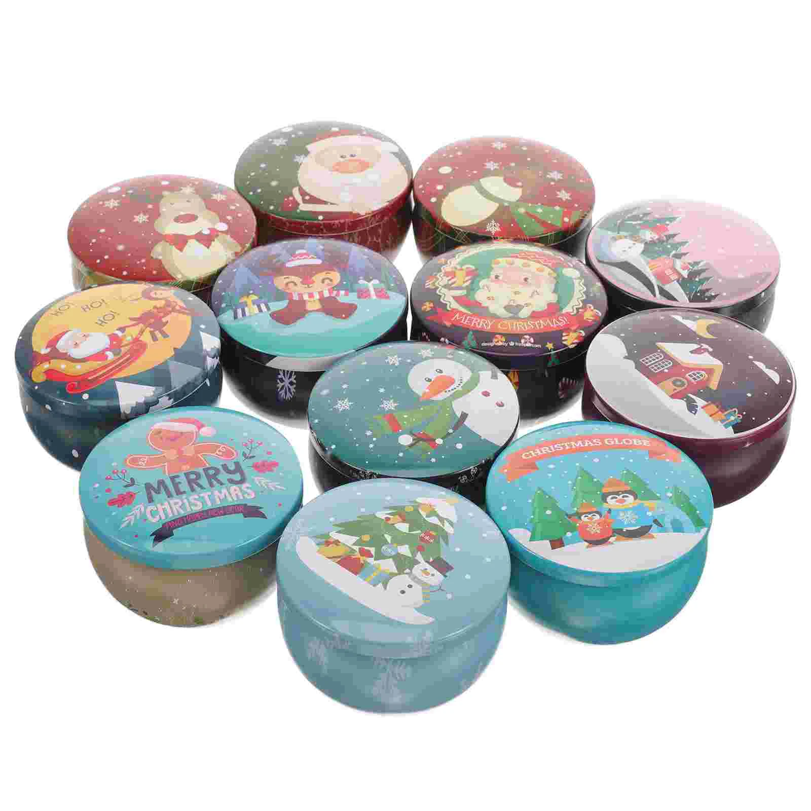 

Candles Christmas Theme Scented Boxes Empty Aromatherapy Small Tins Tinplate Containers Candle Cans Candle Jar RandomStyle