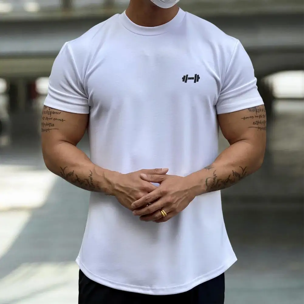 

Summer Tops Trendy Anti-pilling Friendly to Skin Slim Fit Crew Neck Summer Tops Daily Clothes Sports T-shirt Men T-shirt