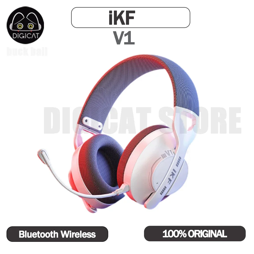 

iKF V1 Gamer Earphones Bluetooth Wireless Over Ear Earphone Dynamic Headset Noise Reduction Lightweight With Microphone Headset
