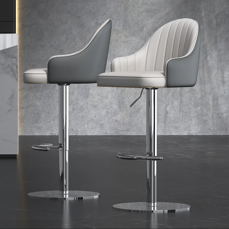 

Nordic Manicure Bar Stool Salon Reception Leather Luxury Dining Chairs Swivel Make Up Taburete Alto Silla Bar Furniture YX50BY