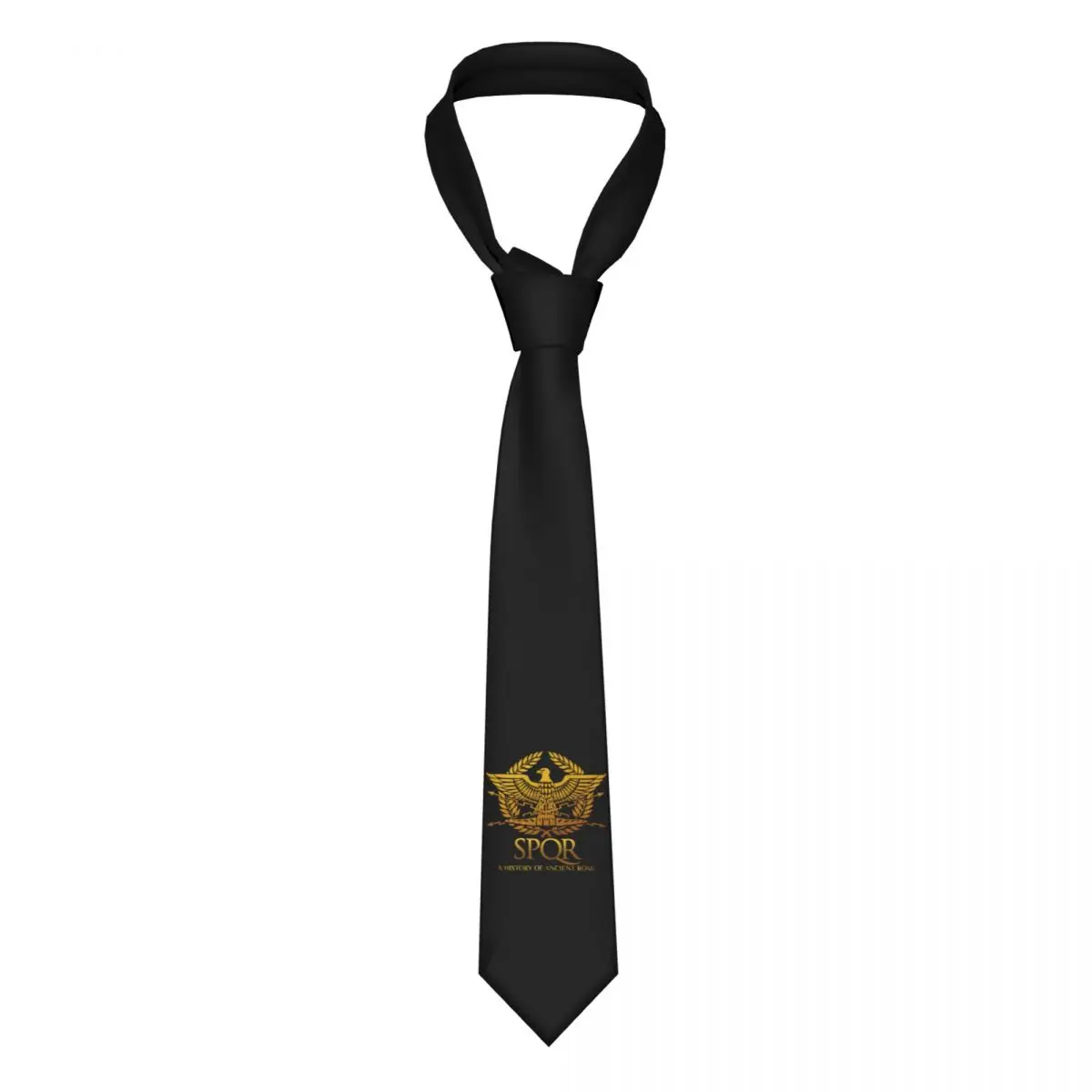 

SPQR Roman Empire Necktie Men Personalized Silk Gladiator Tshirt Imperial Golden Eagle Emblem Neck Tie for Office