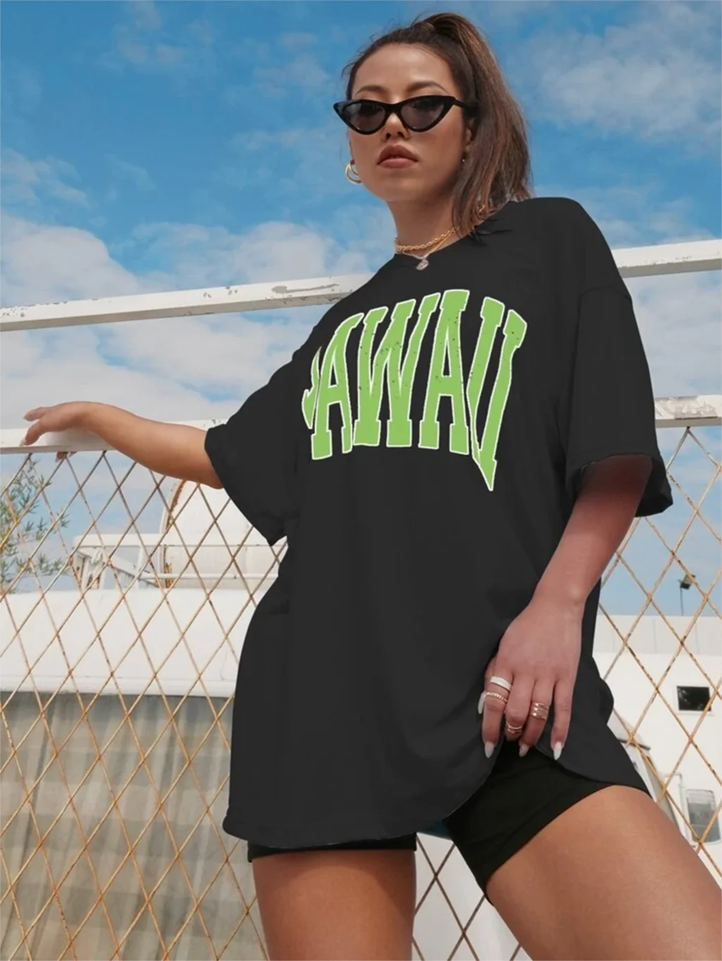Hawaii Green Letter Printed Cotton T-Shirts For Women Creativity Casual O-Neck Short Sleeve Trend Breathable Female Short Sleeve
Hawaii Green Letter Printed Cotton T-Shirts For Women Creativity Casual O-Neck Short Sleeve Trend Breathable Female Short Sleeve