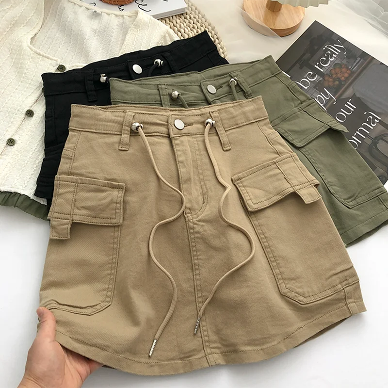Women's High Waist Cargo Skirt with Pockets 2023 Summer Streetwear A Line Mini Skirt Woman All Match Solid Color Y2K Short Skirt
Women's High Waist Cargo Skirt with Pockets 2023 Summer Streetwear A Line Mini Skirt Woman All Match Solid Color Y2K Short Skirt