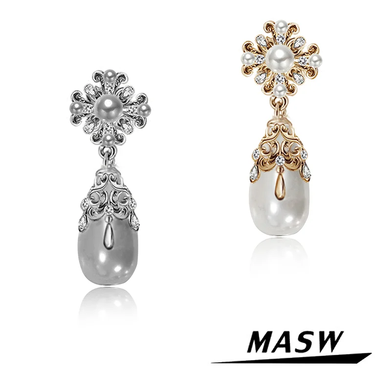 

MASW Original Design Elegant Temperament Simulated Glass Pearl Dangle Teardrop Earrings For Women Girl Gift Fashion Jewelry