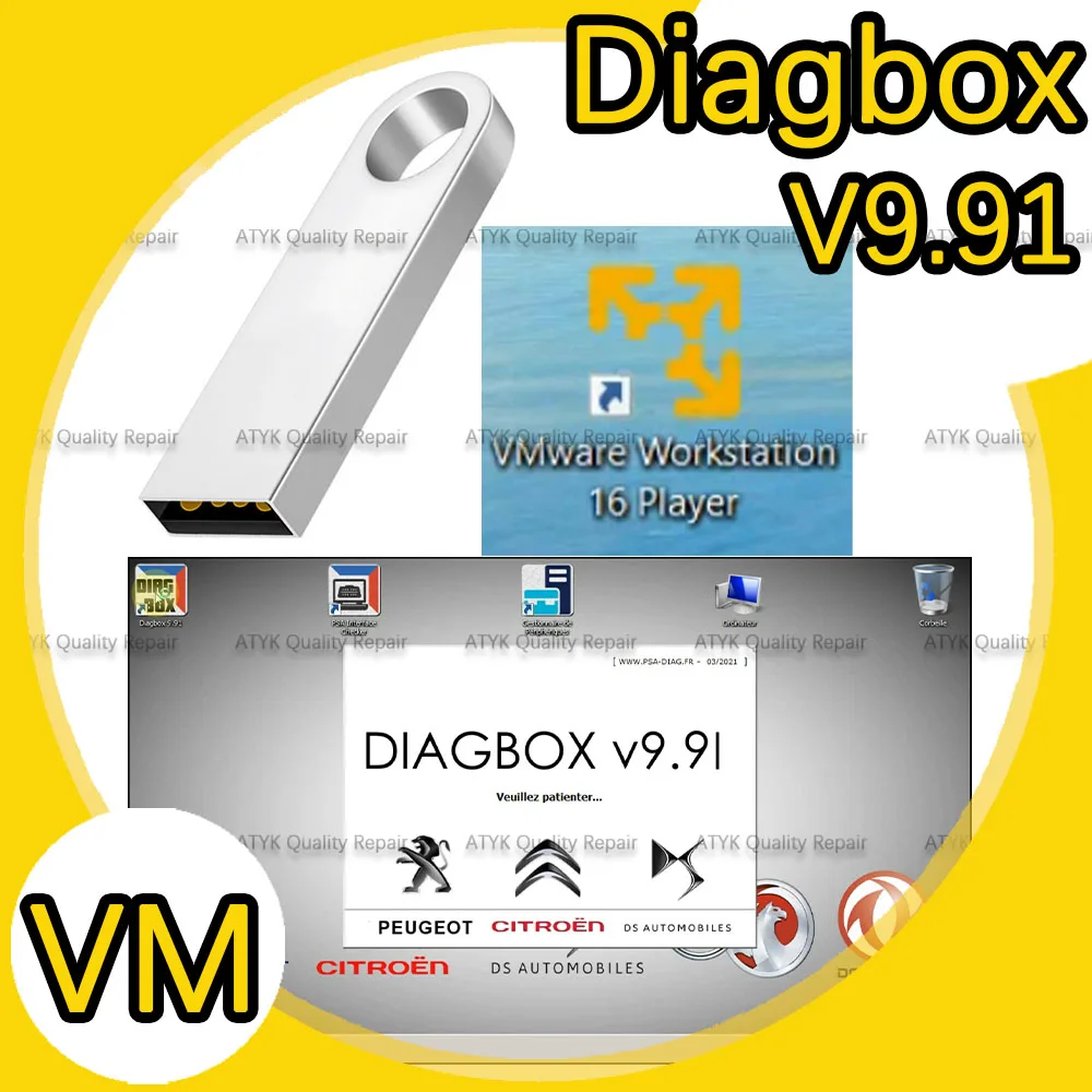 

for PP2000 Diagbox V9.91 Virtual Machine Version Diagnostic software diagbox 9.91 inspection tools tuning auto repair box new