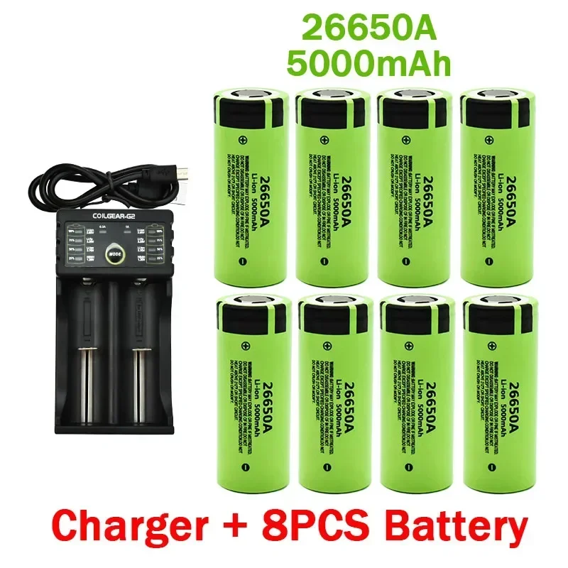 100% New Original high quality 26650 battery 5000mAh 3.7V 50A lithium ion rechargeable battery for 26650A LED flashlight+charger
100% New Original high quality 26650 battery 5000mAh 3.7V 50A lithium ion rechargeable battery for 26650A LED flashlight+charger