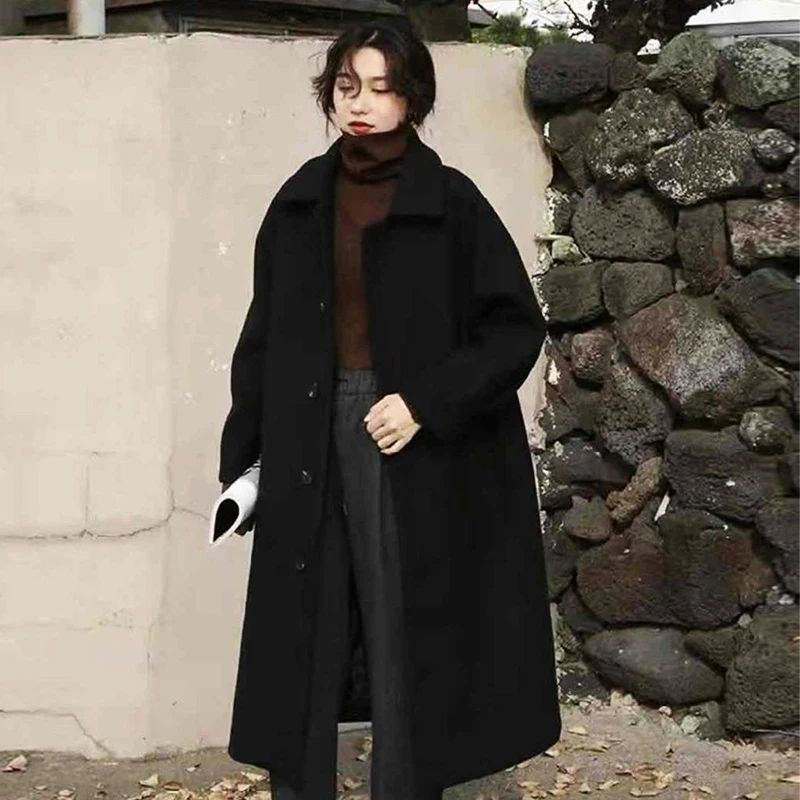 Women's Woolen Coat Wool Coat Ladies Loose Woolen Coat Black Ladies Autumn Coat Cashmere Coat Long Women's Winter Coat
Women's Woolen Coat Wool Coat Ladies Loose Woolen Coat Black Ladies Autumn Coat Cashmere Coat Long Women's Winter Coat