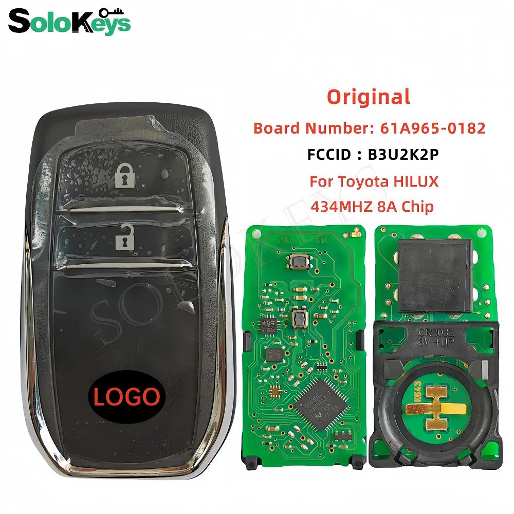 

SOLOKEYS FCCID:B3U2K2P 61K643-0010 для Toyota FORTUNER HILUX оригинальный 3-кнопочный смарт-ключ 434 МГц 8A чип с логотипом