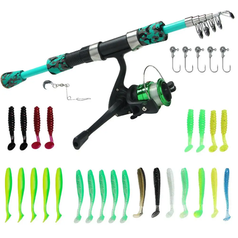 1 5m Telescopic Fishing Rod and Reel Combo Ideal for Freshwater and Saltwater Fishing 29pcs Soft Baits Hooks Bag
1 5m Telescopic Fishing Rod and Reel Combo Ideal for Freshwater and Saltwater Fishing 29pcs Soft Baits Hooks Bag