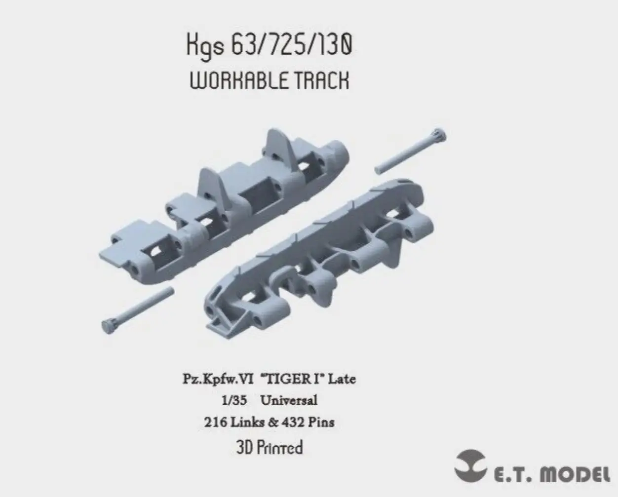 

ET Model P35-003 1/35 WWII German TIGER I Late Workable Track(3D Printed)