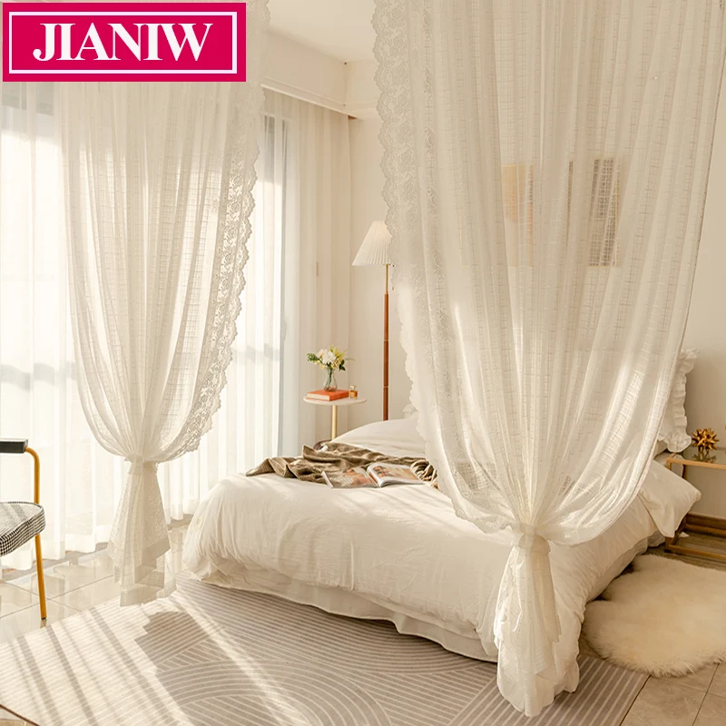 

Шторы JIANIW из белого жаккардового кружева, прозрачные Занавески для гостиной, спальни, окна, тюль, вуаль, домашний декор, занавески для салона