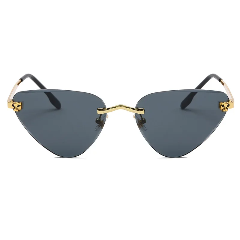 

New Trend Men Women Triangle Fashion Sunglasses Vintage Leopard Head Shades Lady Luxury Eyeglasses Rimless Sun Glasses UV400