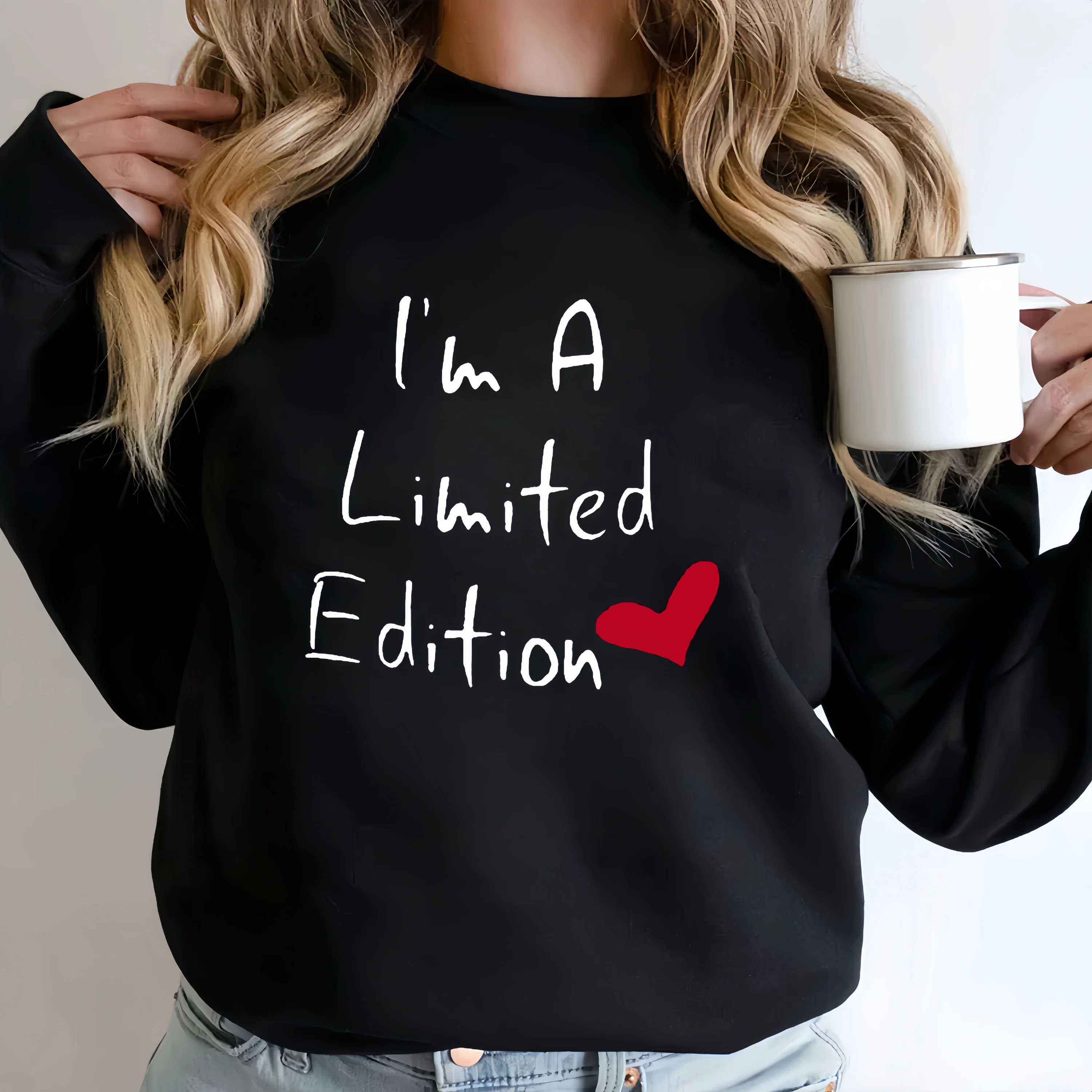 

Im A Limited Edition Letter Print Slogan Sweatshirt Women Fashion Casual Long Sleeve Crewneck Pullover Spring