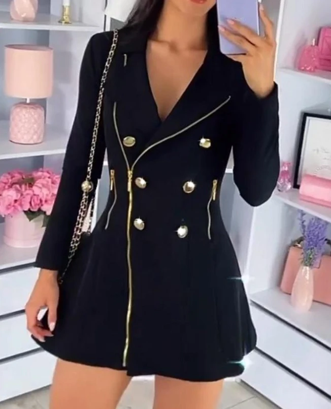 Blazer Dresses for Women 2023 New Buttoned Zipper Pocket Design Long Sleeves Lapel Elegant A Line Dress Work Mini Skirts
Blazer Dresses for Women 2023 New Buttoned Zipper Pocket Design Long Sleeves Lapel Elegant A Line Dress Work Mini Skirts