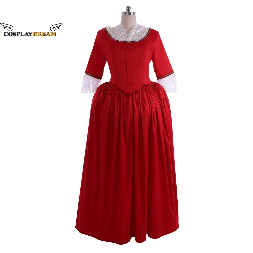 

Outlander Claire Randall Red Dress with Lace Neck Victorian Gown Marie Antoinette Rococo Baroque Women Wedding Dress Custom Made