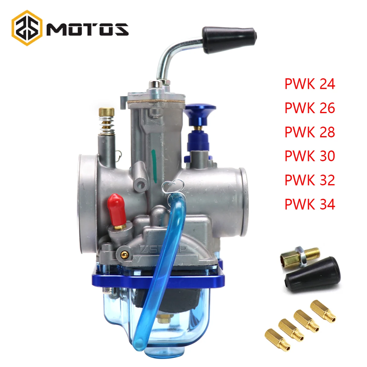 

ZS MOTOS Carburetor PWK 24 26 28 30 32 34mm With Power Jet Blue Float Bowl For 125-300cc 4T Motorcycle Dirt Bike Racing Motor