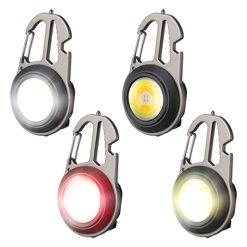 

4 Pcs LED Mini COB Flashlights 7 Light Mode Light Keychain Flashlight 500 Lumens Bright Pocket Flashlight Rechargeable