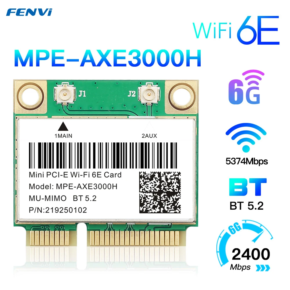 WiFi 6E 5374Mbps AX210 Wireless Mini PCI-E Card For Bluetooth 5.2 802.11AX 2.4G/5G/6Ghz Wlan Network Adapter Win10 | Компьютеры и офис