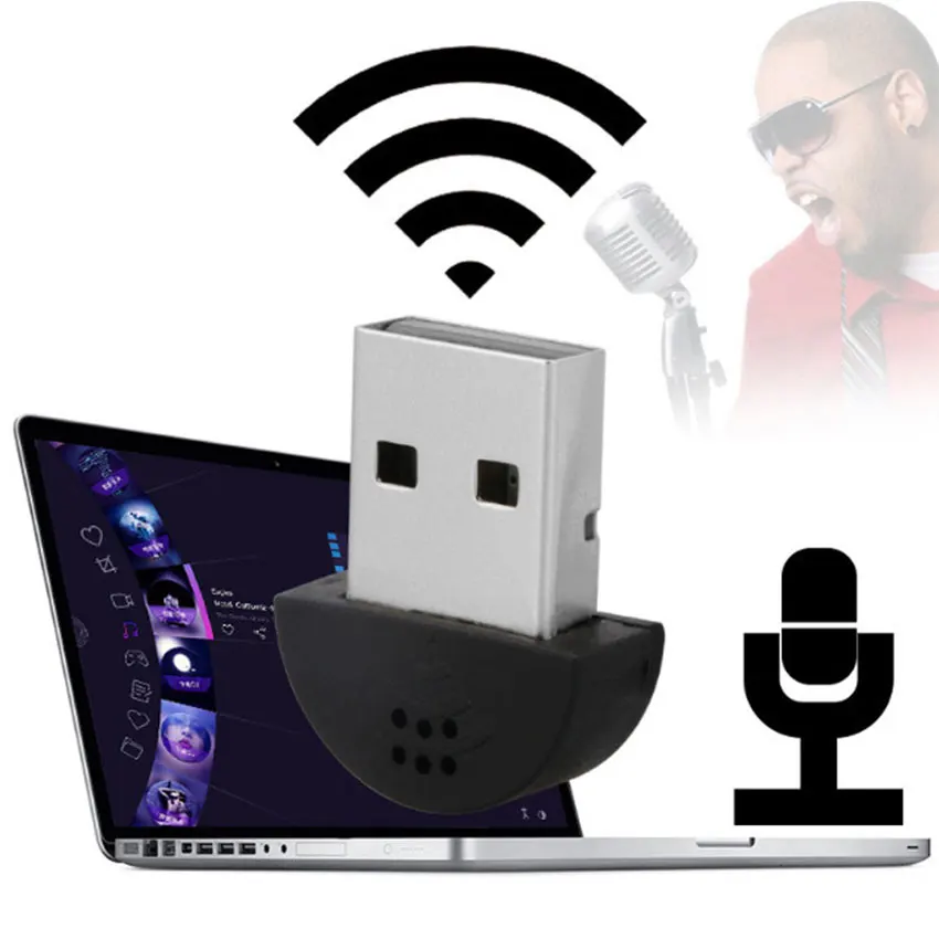 

10pcs USB 2.0 Microphone Portable Mini Omni-Directional Stereo USB MIC for Laptop PC Computer Chatting Online Meeting
