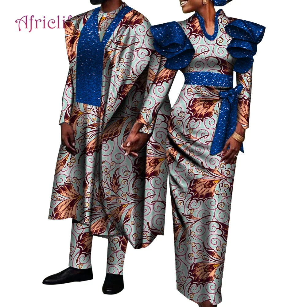 African Couple Clothes Suit and Dress 2 Pcs Top and Pant for Men High Waist Women Clothing for Lovers Party Wedding WYQ717
African Couple Clothes Suit and Dress 2 Pcs Top and Pant for Men High Waist Women Clothing for Lovers Party Wedding WYQ717