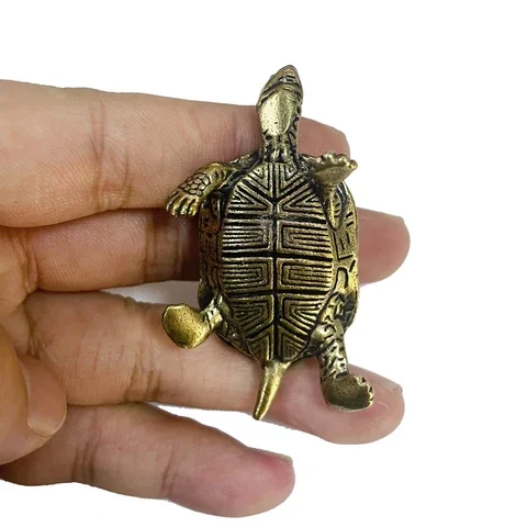 

Brass Miniatures Turtle Figurines Vintage Longevity Animal Lucky Desktop Ornaments Home Decoration Feng Shui Accessories Decors