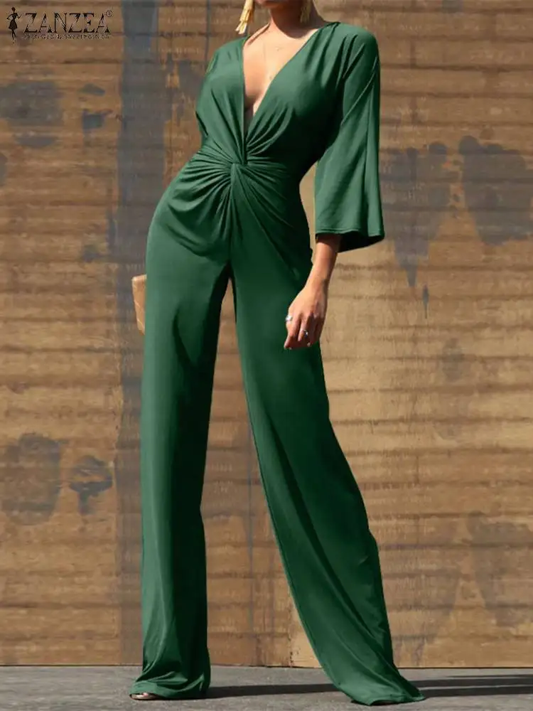 ZANZEA Knot Front 3/4 Sleeve Satin Jumpsuits Fashion Streetwear Classy Slim Long Romper Wide Leg Pant Women Deep V-neck Overalls
ZANZEA Knot Front 3/4 Sleeve Satin Jumpsuits Fashion Streetwear Classy Slim Long Romper Wide Leg Pant Women Deep V-neck Overalls