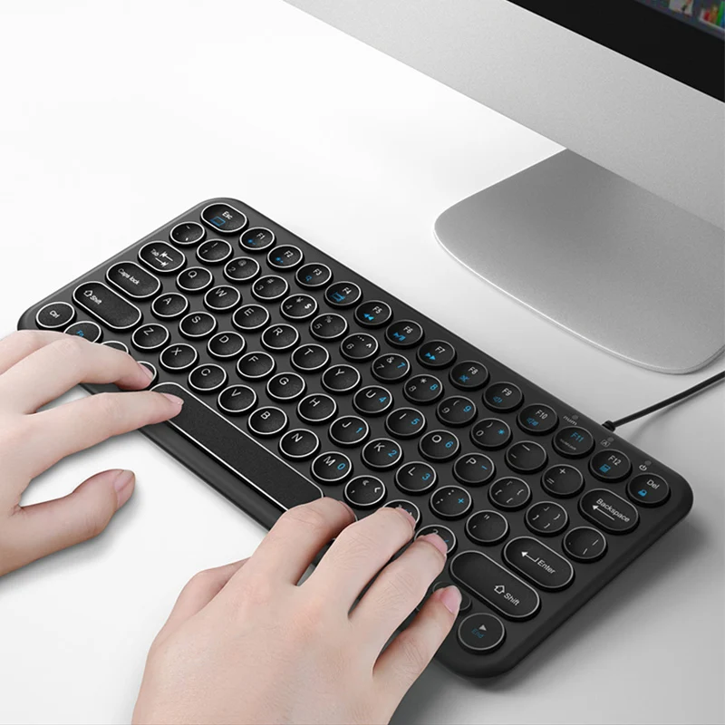 

Mini Wired Silent Keyboard Round Button Ergonomics Gaming Keyboard For Macbook Lenovo Dell Asus HP Laptop Computer Keypad Gamer