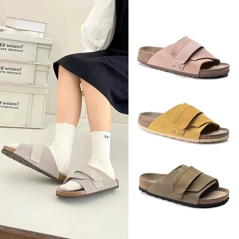 

Summer Woman Birken Men Sandal Stock Arizona Sandals Flats Cork Slippers Casual Shoes Fashion Leather Buckle Beach Slides