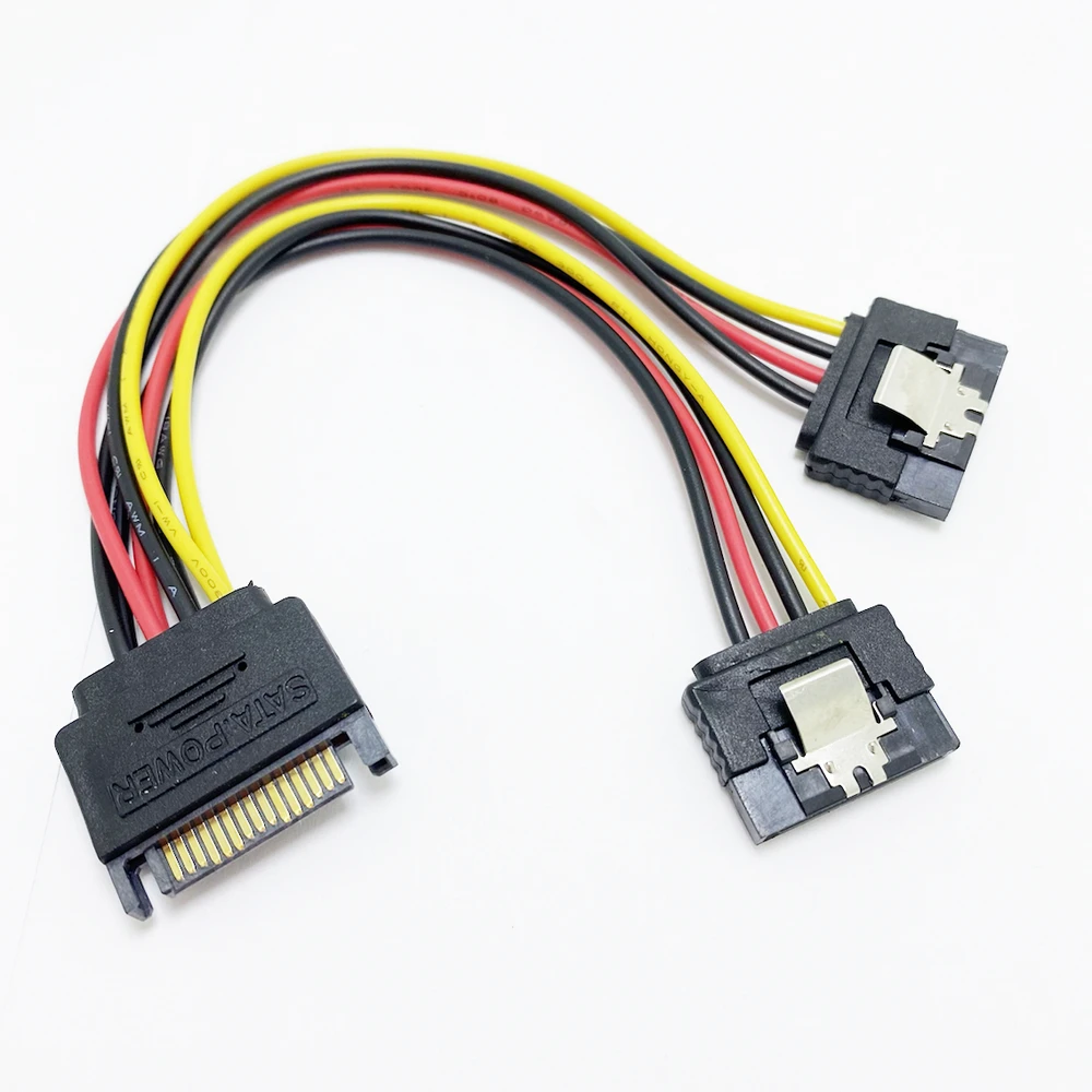 

SATA II Hard Disk Power 15Pin SATA Male To 2 Female 15Pin Power HDD Splitter High Quality Y 1 To 2 Extension Cable 20CM