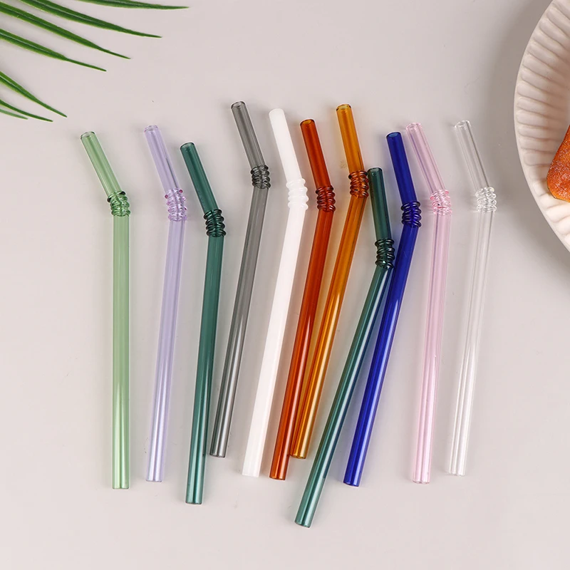 

Многоразовые стеклянные соломинки, экологически чистые питьевые соломинки для смузи, молочные соломинки, чай, сок, зернистость с щеткой, разные цвета, смешанные