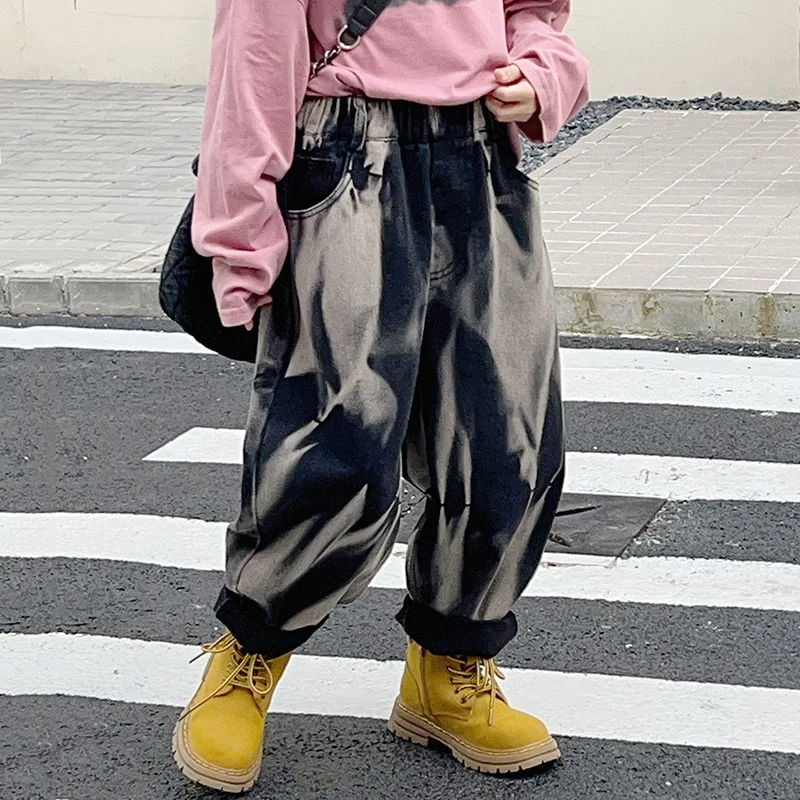 Girl Clothes Fashion Casual Jeans Spring New Elastic Waist Raw Ink Tie Dye Denim Trousers for Teens Streetwear Harem Pants 4-16Y
Girl Clothes Fashion Casual Jeans Spring New Elastic Waist Raw Ink Tie Dye Denim Trousers for Teens Streetwear Harem Pants 4-16Y