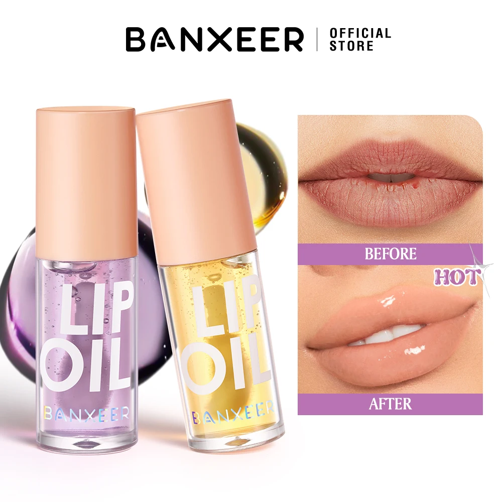 

BANXEER Lip Oil Lip Gloss Moisturizing Fruit Flavoured Plumper Non-Sticky Long Lasting Repairing Primer Lip Balm Care Cosmetics