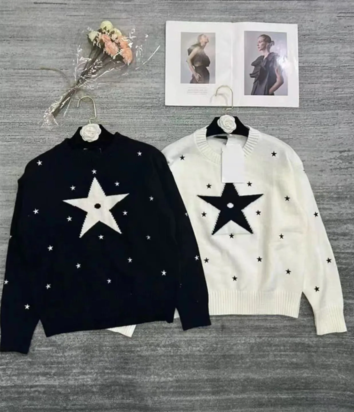 European 2023 Autumn Spring New Five Pointed Star Embroidery Sweater Round Neck Long Sleeved Knitted Pullover Women Tops X752
European 2023 Autumn Spring New Five Pointed Star Embroidery Sweater Round Neck Long Sleeved Knitted Pullover Women Tops X752