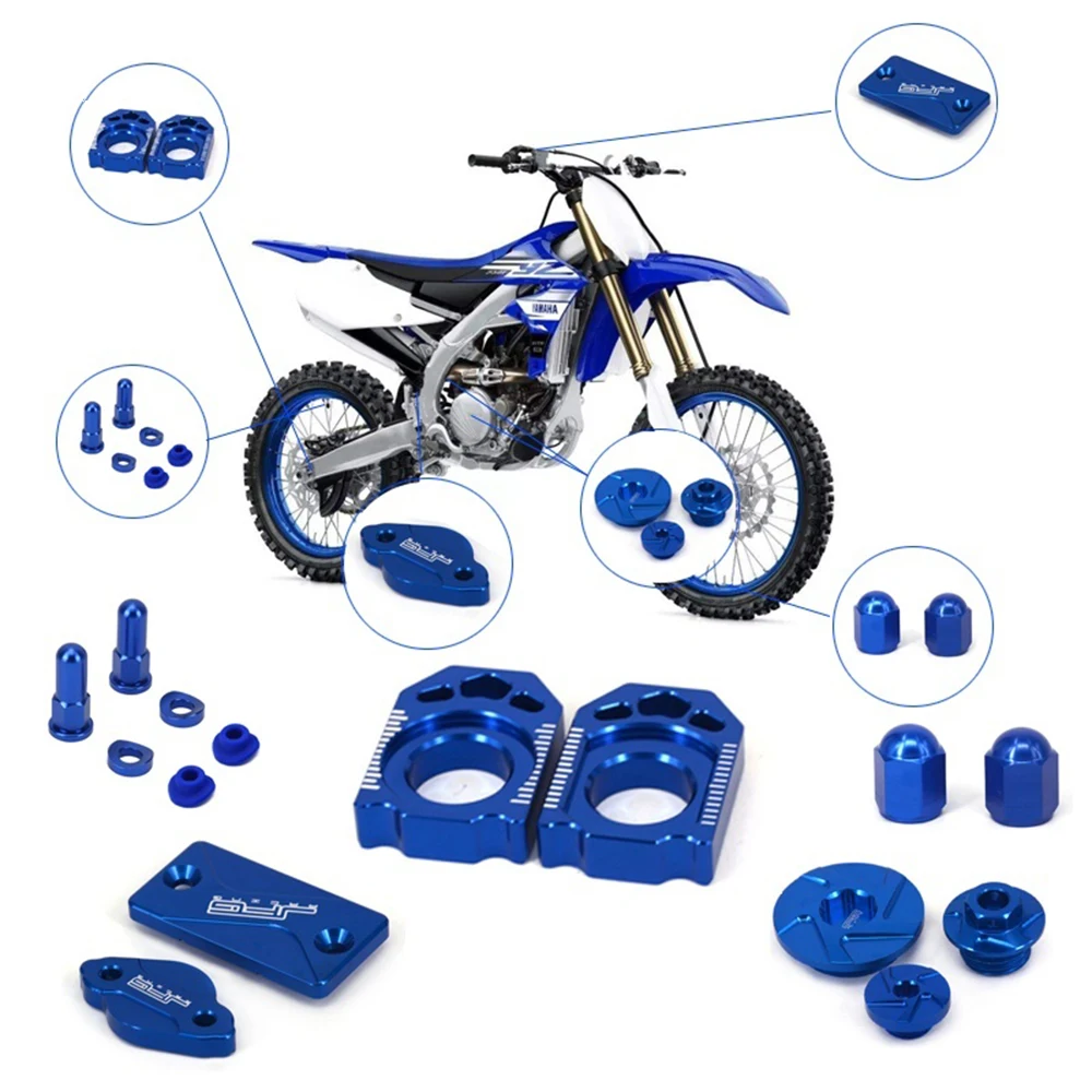 Motorcycle Parts CNC Front Rear Brake Reservoir Cover Chain Adjuster Axle Block Engine Cover Plugs For Yamaha YZ250F 450F 450F
Motorcycle Parts CNC Front Rear Brake Reservoir Cover Chain Adjuster Axle Block Engine Cover Plugs For Yamaha YZ250F 450F 450F