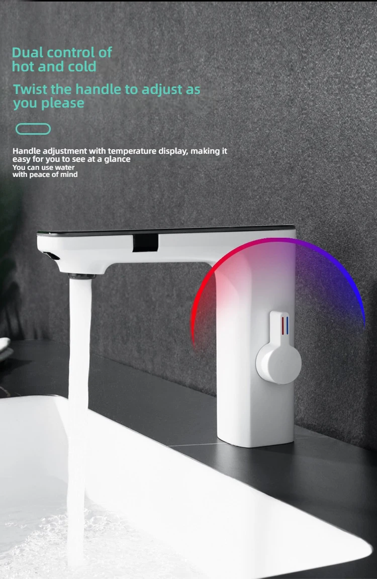 Smart Temperature Display Basin Faucet With Sensing Function LCD Digital Screen Sink Tap Cold And Hot Mixer Bathroom Tap Smart Temperature Display Basin Faucet With Sensing Function LCD Digital Screen Sink Tap Cold And Hot Mixer Bathroom Tap